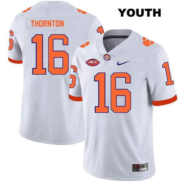 Youth Clemson Tigers #16 Ray Thornton III Stitched White Legend Authentic Nike NCAA College Football Jersey AML6246MU